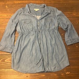 Motherhood Maternity Chambray Tunic Women’s Top Blouse Button Up Denim Style XL